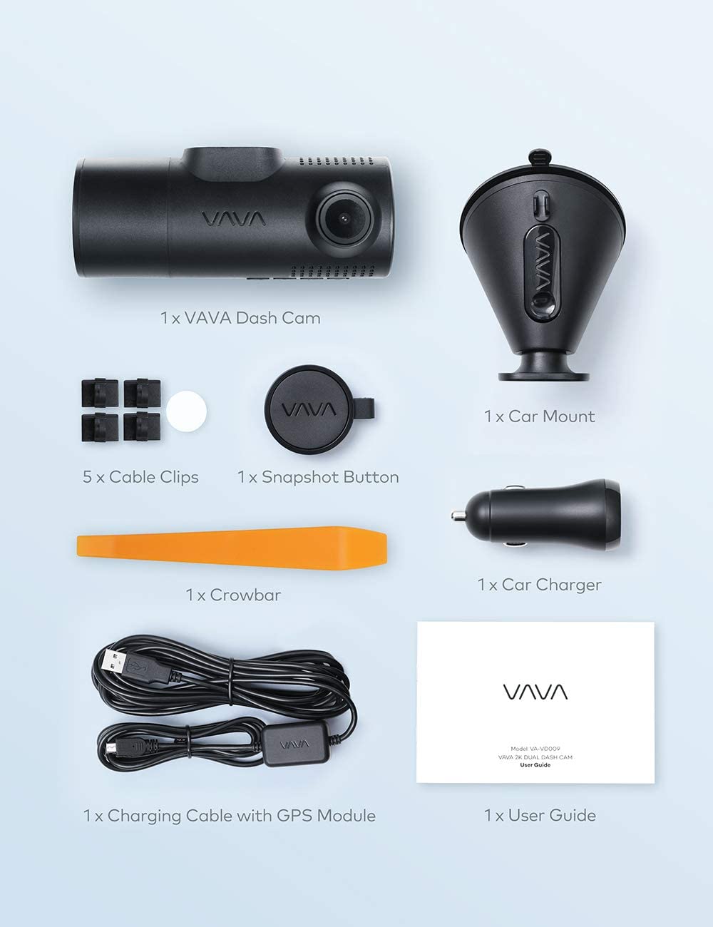 Dual Dash Cam, VAVA 2K Front and 1080P Cabin or 2.5K 30fps Single Front Car Camera, Both Sony Sensor, Infrared Night Vision, App Control & 2" LCD Display, Parking Mode, Built-in GPS for Uber & Lyft