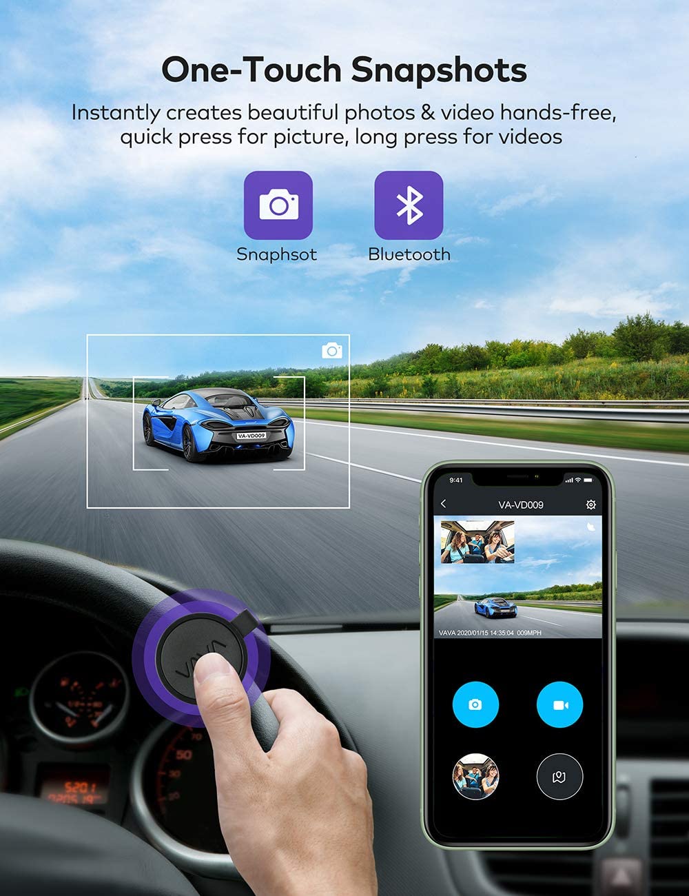 Dual Dash Cam, VAVA 2K Front and 1080P Cabin or 2.5K 30fps Single Front Car Camera, Both Sony Sensor, Infrared Night Vision, App Control & 2" LCD Display, Parking Mode, Built-in GPS for Uber & Lyft
