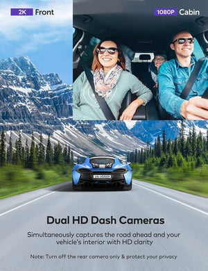Dual Dash Cam, VAVA 2K Front and 1080P Cabin or 2.5K 30fps Single Front Car Camera, Both Sony Sensor, Infrared Night Vision, App Control & 2" LCD Display, Parking Mode, Built-in GPS for Uber & Lyft