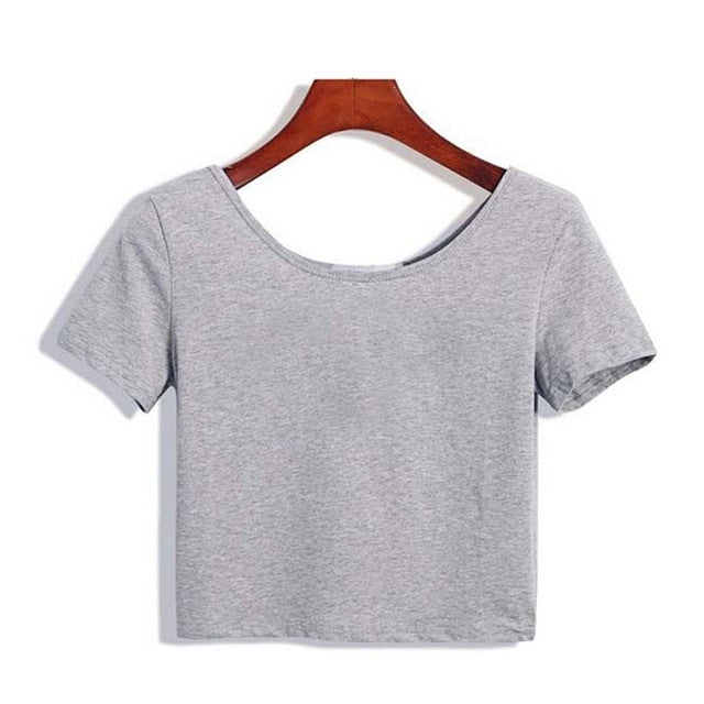 Ladies Short Sleeve O neck T-shirt Sexy Crop - lionhuntshop