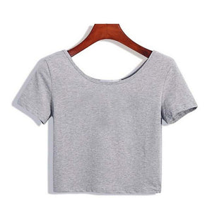Ladies Short Sleeve O neck T-shirt Sexy Crop - lionhuntshop