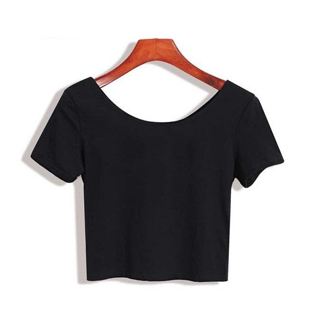 Ladies Short Sleeve O neck T-shirt Sexy Crop - lionhuntshop
