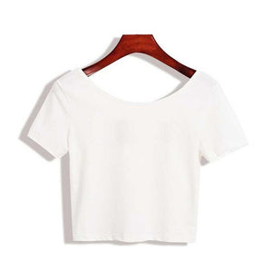 Ladies Short Sleeve O neck T-shirt Sexy Crop - lionhuntshop