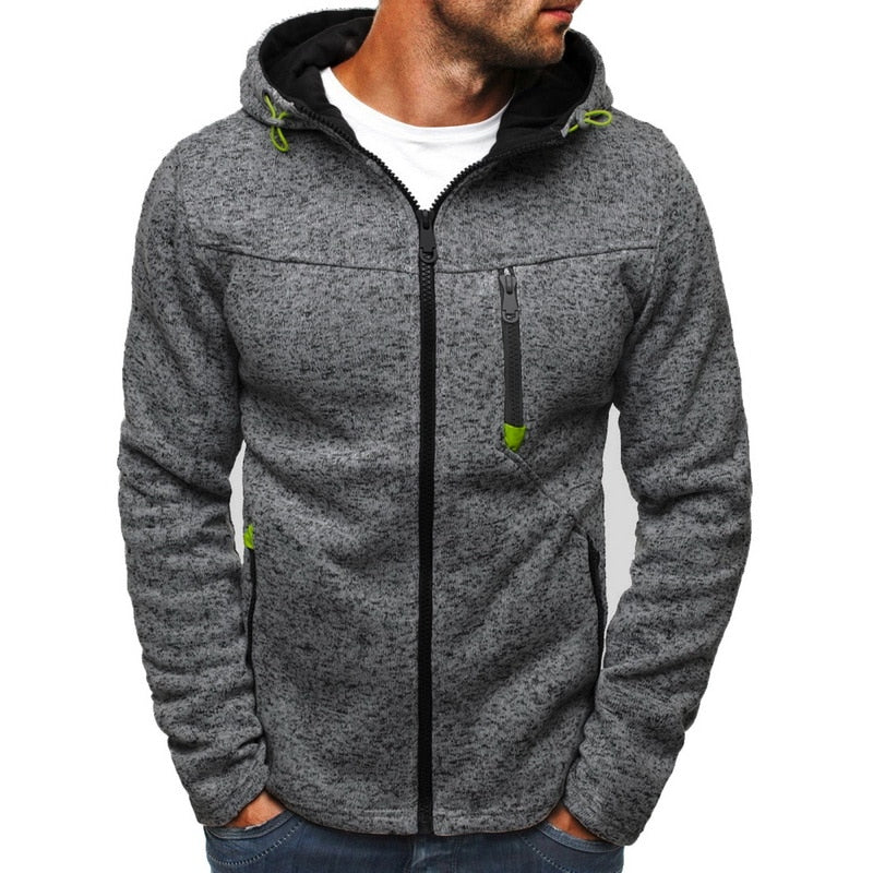 Men Sports Casual Wear Zipper Fashion Tide Jacquard Hoodies Fleece Jacket - lionhuntshop