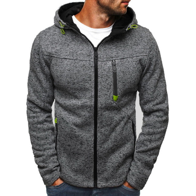 Men Sports Casual Wear Zipper Fashion Tide Jacquard Hoodies Fleece Jacket - lionhuntshop
