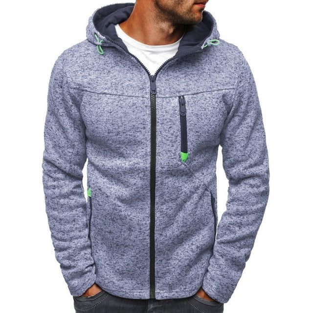 Men Sports Casual Wear Zipper Fashion Tide Jacquard Hoodies Fleece Jacket - lionhuntshop
