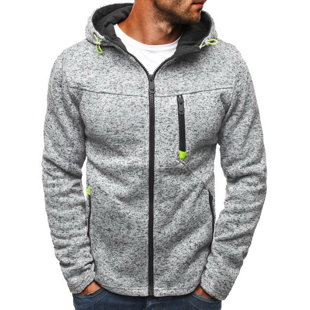 Men Sports Casual Wear Zipper Fashion Tide Jacquard Hoodies Fleece Jacket - lionhuntshop