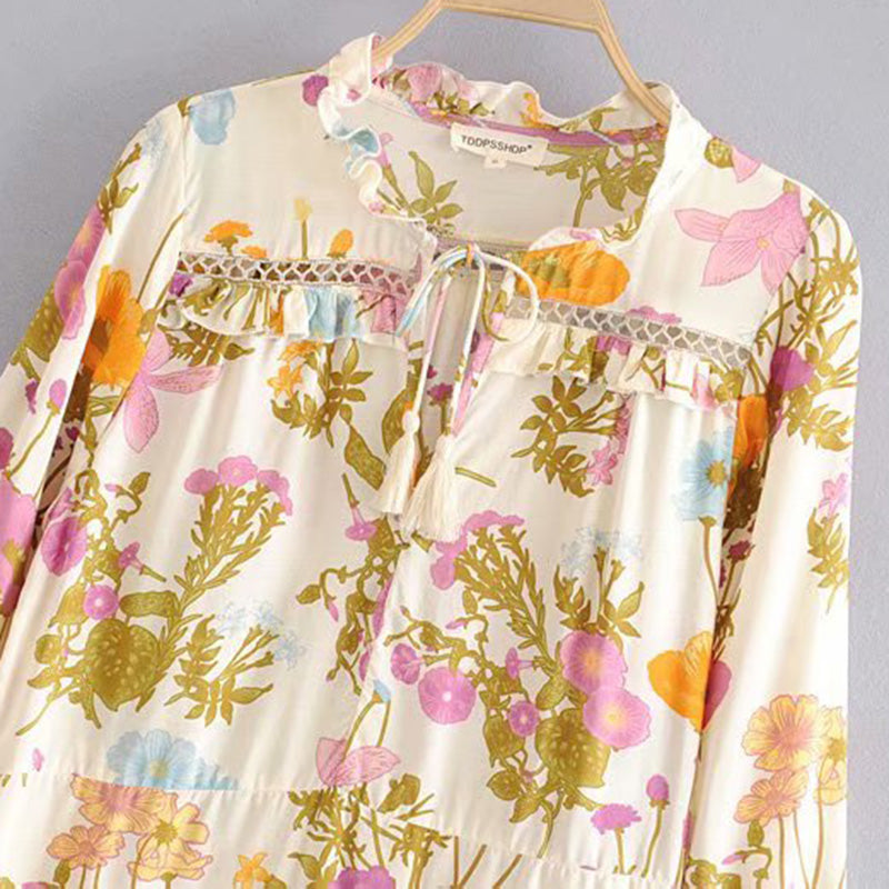 Boho Shirt Top Women Long Sleeve Floral Plus Size - lionhuntshop