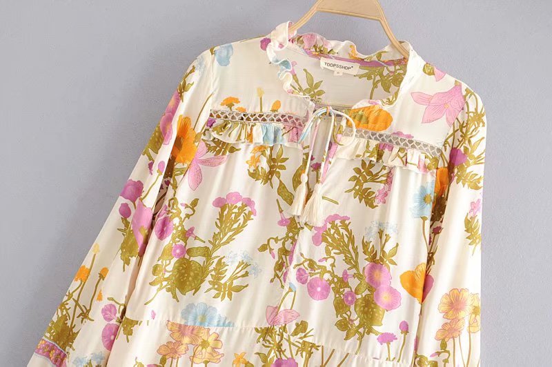 Boho Shirt Top Women Long Sleeve Floral Plus Size - lionhuntshop