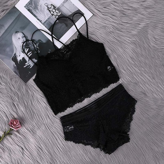 Women Sexy Transparent Lace Bra and Panty Set - lionhuntshop