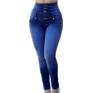 Women High Waist Stretch Jeans Pant Slim Elastic - lionhuntshop
